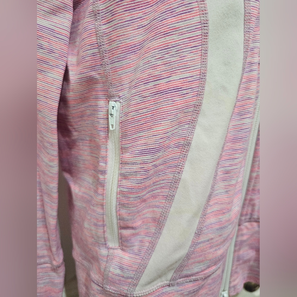 ​Lululemon Define Jacket Luon Pink Purple Space Dye Stripe White Trim Size 8 - Picture 5 of 8